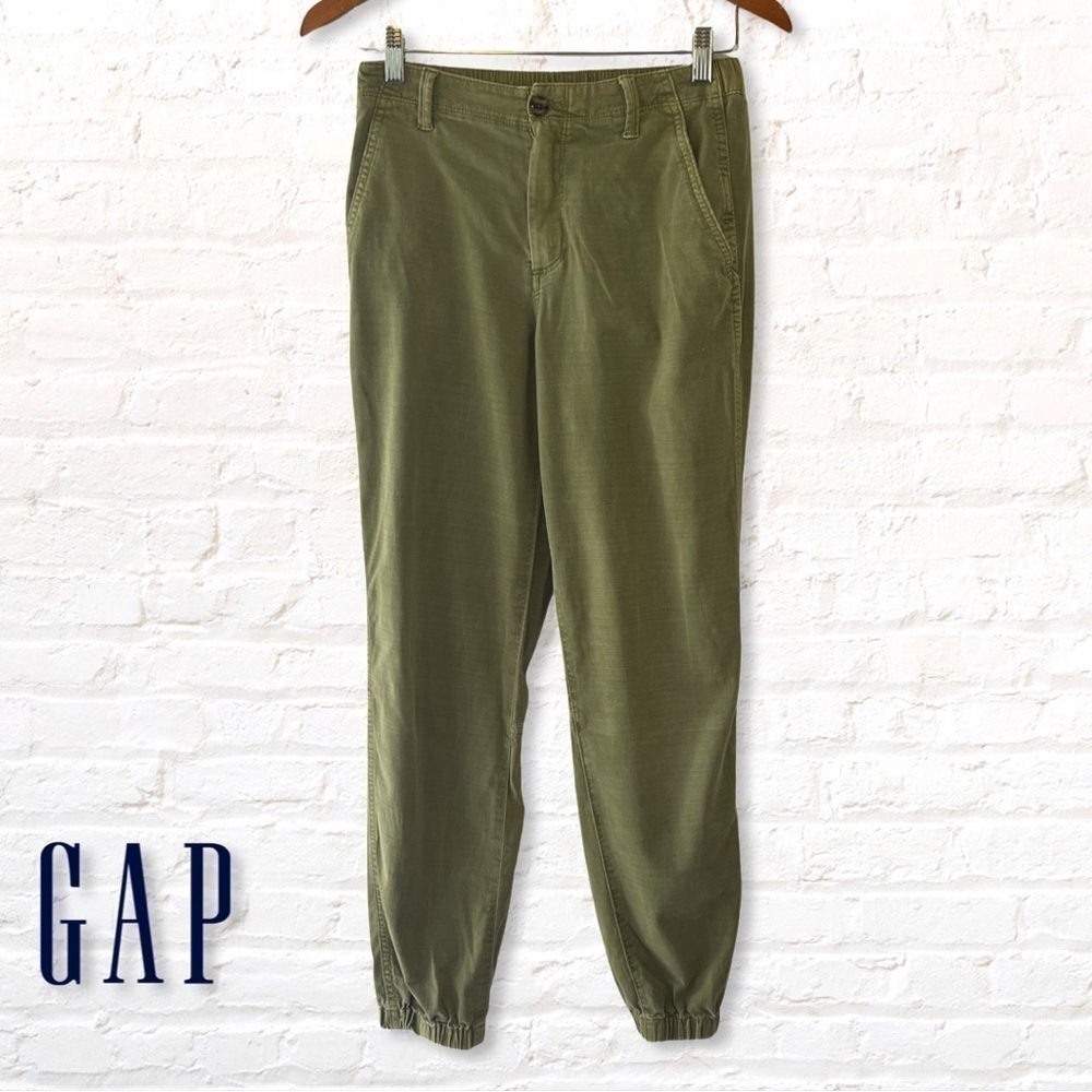 Gap Distressed Canvas Jogger Pants in Olive Size 0
